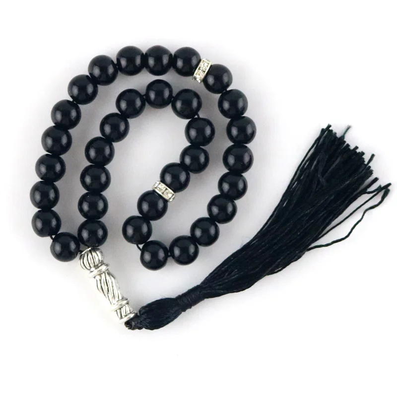 Islamischen Muslimischen Tasbih Schwarz Armband Runde Form Perlen Gebetskette Islamischen Muslimischen Tasbih Allah Rosenkranz