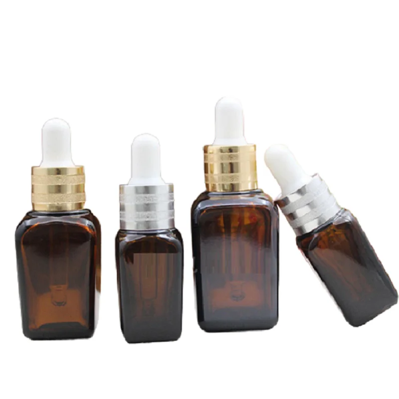 

Square Dropper Bottle Amber Glass Aromatherapy Drop Massage Pipette Bottles Brown 30/50ml Essential Oil Dropper Bottle 15pcs