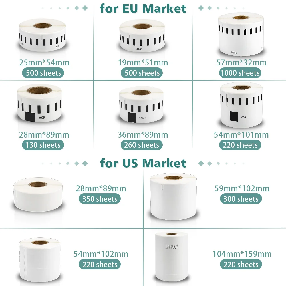 Compatible Dymo Paper Roll Dymo LW Label Paper Adhesive Thermal Paper 99014 99010 99012 11352 for Dymo Labelwtiter Pritner LW450