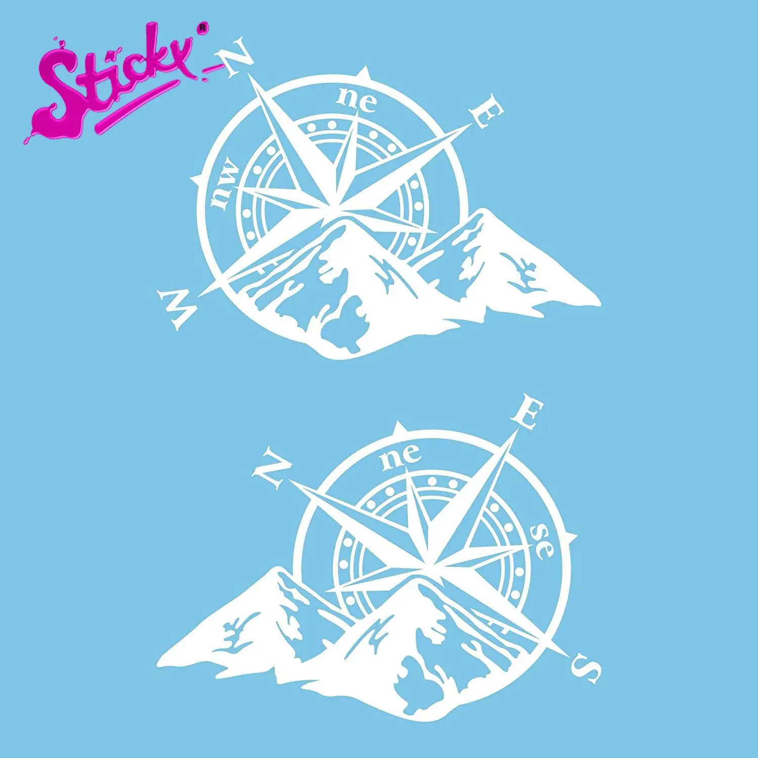 

STICKY 2pcs Compass Stickers Wind Rose Trail Off Road Off-road 4x4 Sport for Car or Motorcycle