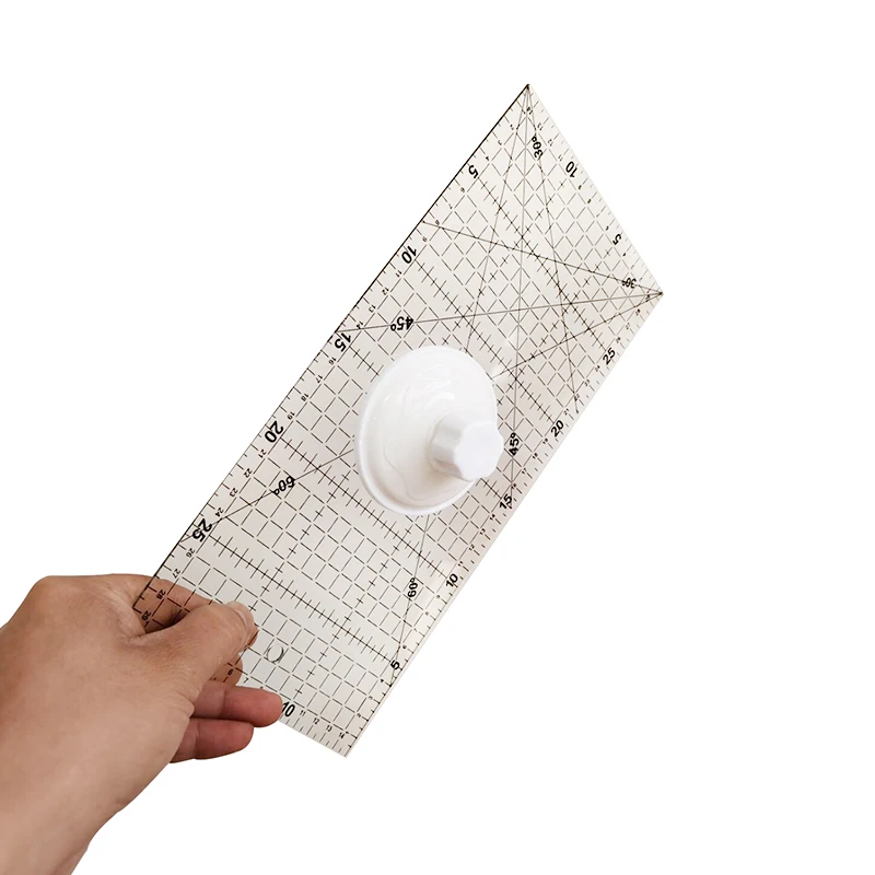 Powerful transparent white rotating sucker ruler set 8.5cm thick vacuum adsorption fixed cloth rule auxiliary tool