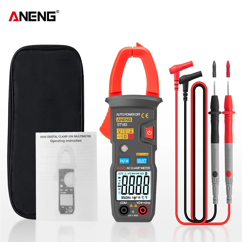 ST180 ST181 182 183 Professional Digital Clamp Meter DC/AC Current Multimeter Pliers Ammeter Voltage Tester Car Voltmeter