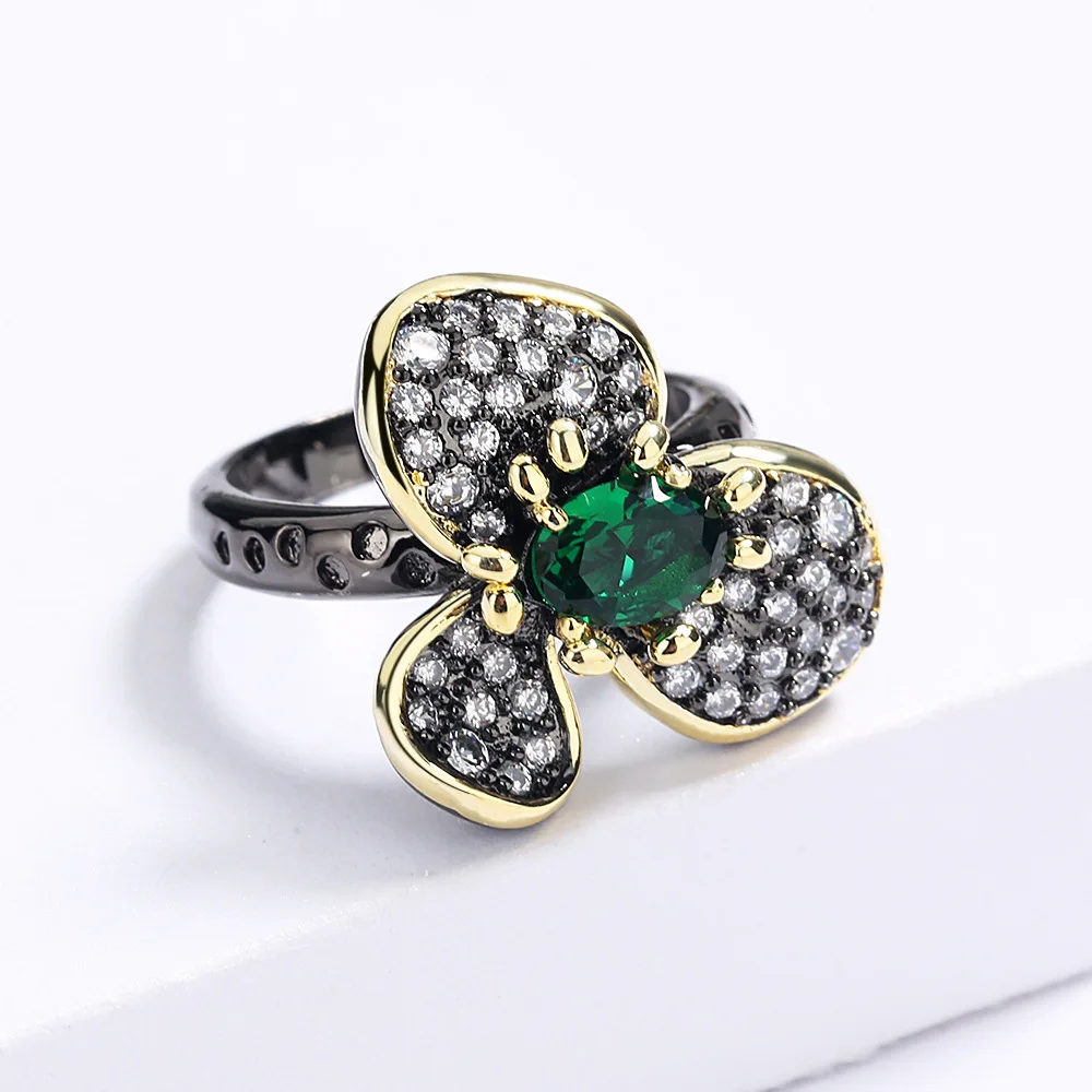 French Style Light Luxury Elegant Retro Style Micro-Inlaid Zircon Butterfly Ring Three-Dimensional High-Quality Texture Ring