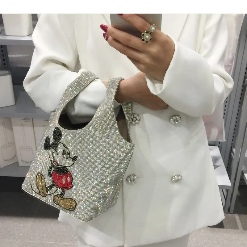 New Disney cute diamond Mickey  Multifunction shoulder Bag Outdoor Shopping Handbag Girlfriend gift