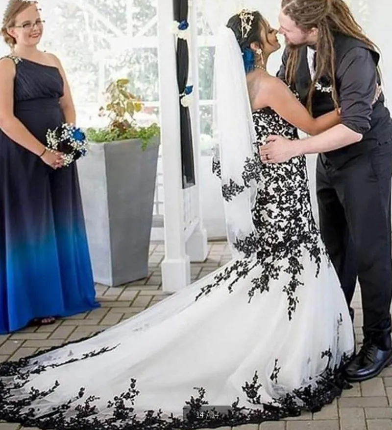 Vestido De novia De sirena árabe personalizado, escote en forma De corazón, Apliques De encaje negro, vestido De novia Sexy con espalda descubierta, Vestidos De novia 2025