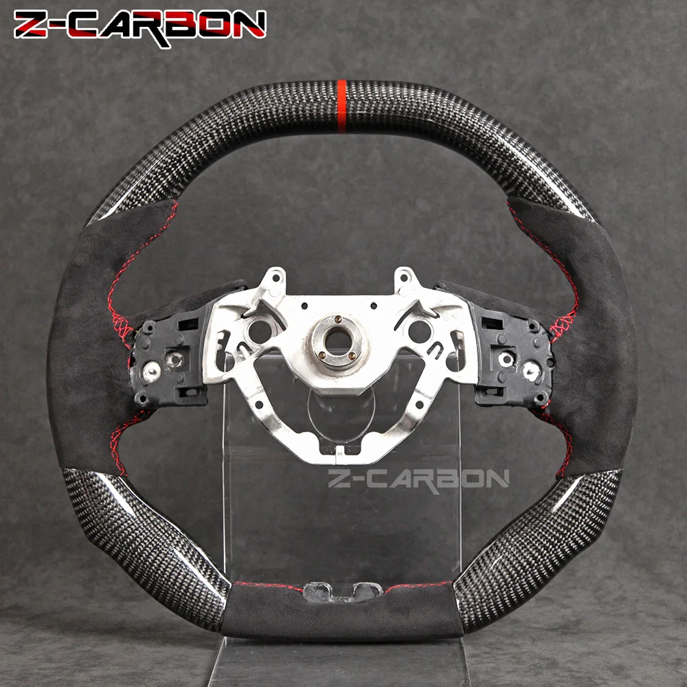 Steering Wheel Carbon Fiber For Nissan GTR 2017-2019 Models Italy Alcantara Volante Esportivo Red Stripe