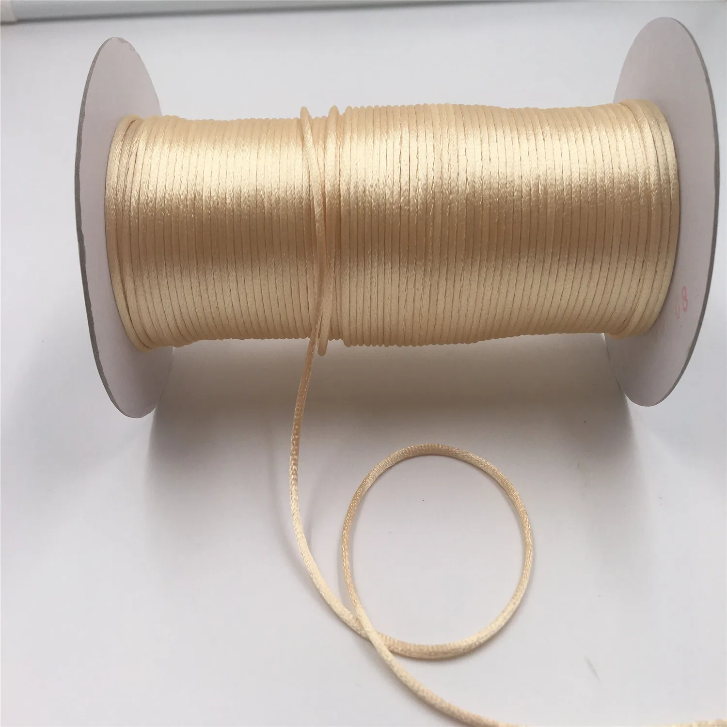 2mm Beige Rattail Satin Cord Thread Chinese Knot Macrame Bracelet Braided String DIY Tassels Beading Thread 10-225meters