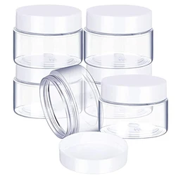 6pcs 30ml/40ml/50ml/60ml/80ml Clear Plastic Jar with Lids Refillable Empty Cosmetic Containers Jar for Travel Storage Make Up