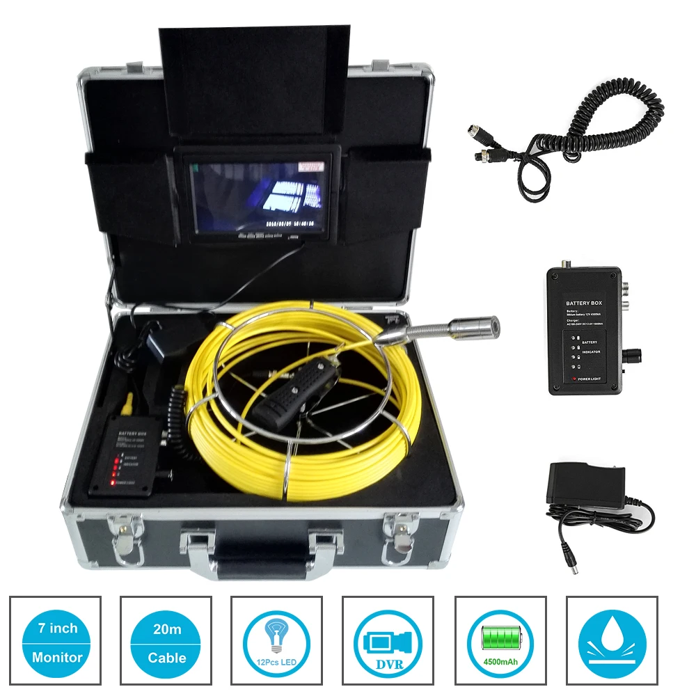 

7inch 23mm Industrial Drain Sewer Pipe Inspection System With 8GB Card Video Record Waterproof Endoscope Camera 4500mAh Battery