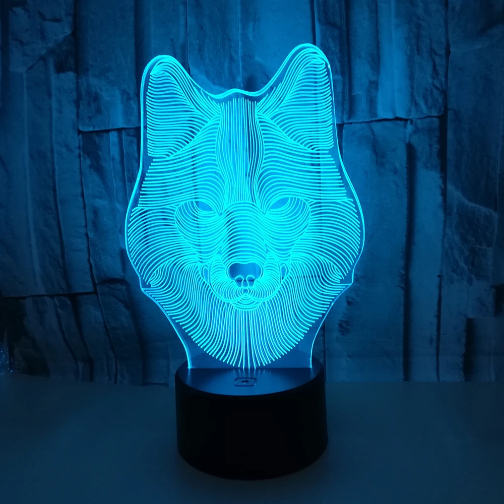 Animal Wolf 3D LED Nightlights Colorful Wolf Design Table Lamp teen wolf Illusion Battery operated Lights Bedroom Modern Decor