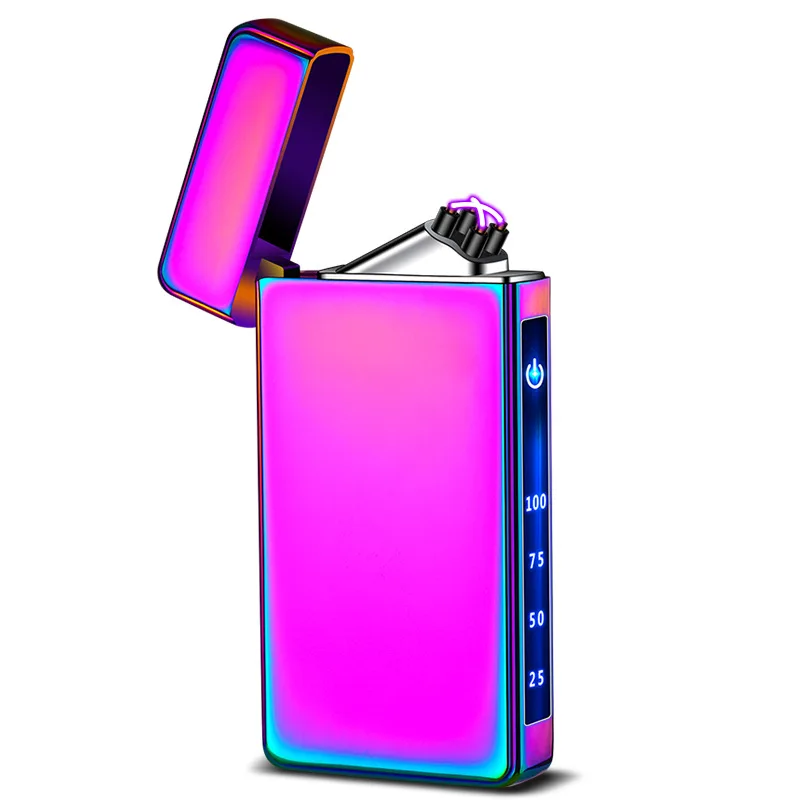 2021 Windproof Double Arc Lighter Fingerprint Induction Electric Lighter Flameless Electronic Lighter Type-c charging for Men