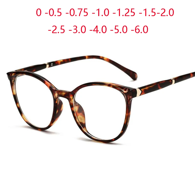 Leopard Frame Blue Light Blocking Women Cat Eye Prescription Glasses For The Nearsighted Computer Eyewear 0 -0.5 -0.75 To -6.0