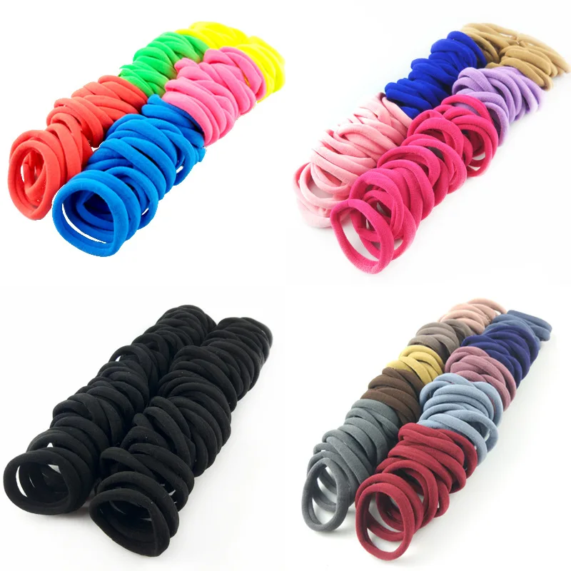 25/50/100PCS 4.5/4/2.5CM Hair Scrunchy For Women Hair Bands Elastic Seamless Link Rope Soft Colorful Rubber Band  Hairwear