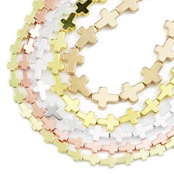 6/8/10MM Rose Gold Color Hematite Natural Stone Cross Shape Spacer Charm Loose Beads For Jewelry Making Diy Bracelet Accessorie