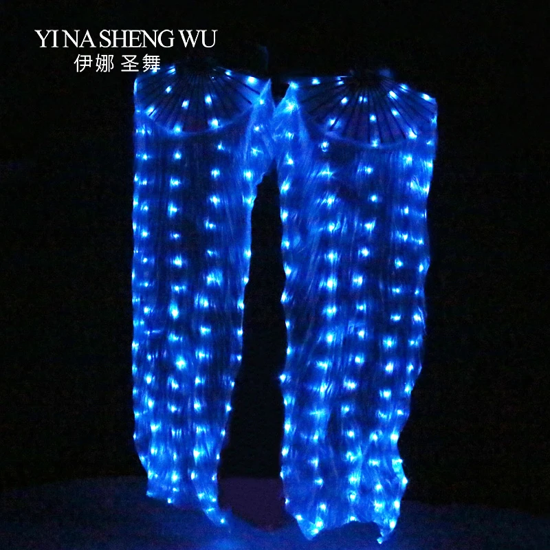 Belly Dance Silk LED Fans Stage Performance LED Props Fans Colorful Light up LED Fans Shiny LED 1pc/1pair Fans (can make colors)