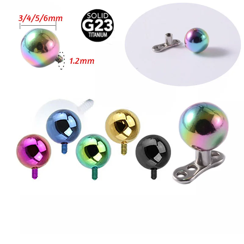 1Set Titanium Ball Piercings Hide in Surface Body Jewelry Dermal Piercings Micro Dermal Anchor Threading Dermal Top Skin Diver