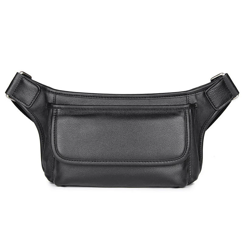 MAHEU Men\'s Leather Waist Bag Vintage Real Leather Small Male Fanny Pack Belt Waist Pack with Shoulder Strap Phone Belt Pouch