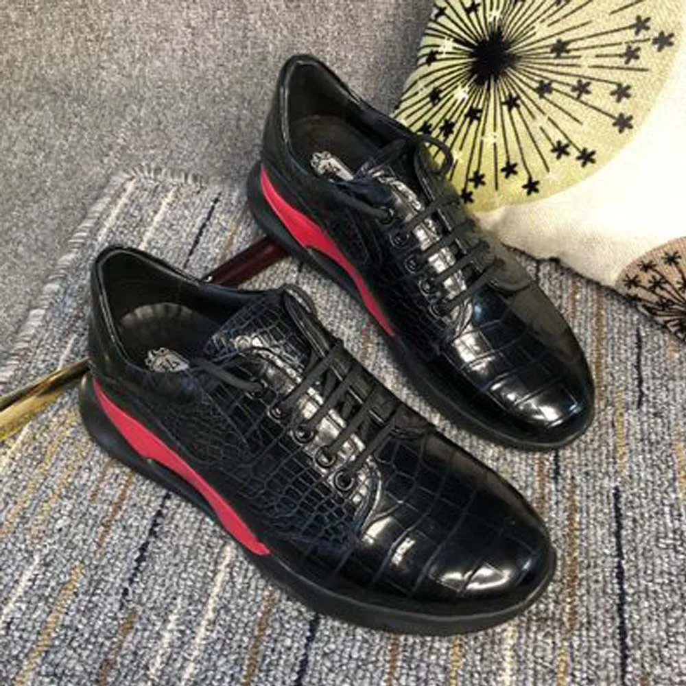 ousidun new  crocodile  Men crocodile shoes  male  Leisure shoes  business  Leather shoes  comfortable  Men's shoes