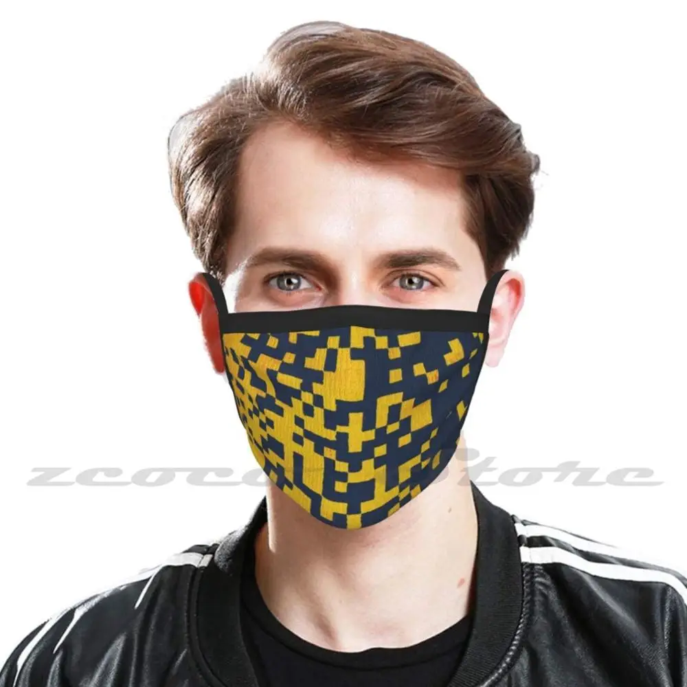 Blue And Yellow Pixels Marigold Washable Trending Customized Pm2.5 Filter Mask Marigold Album Country Music Disk Pinegrove