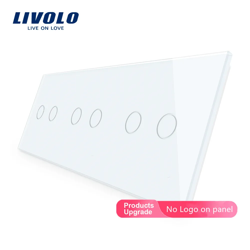 Imagem -02 - Livolo Luxo Branco Vidro de Cristal Pêra para Faça Você Mesmo Switch 223 mm 80 mm Padrão da ue Triplo Painel Vidro Vl-c7-c2 c2 C211