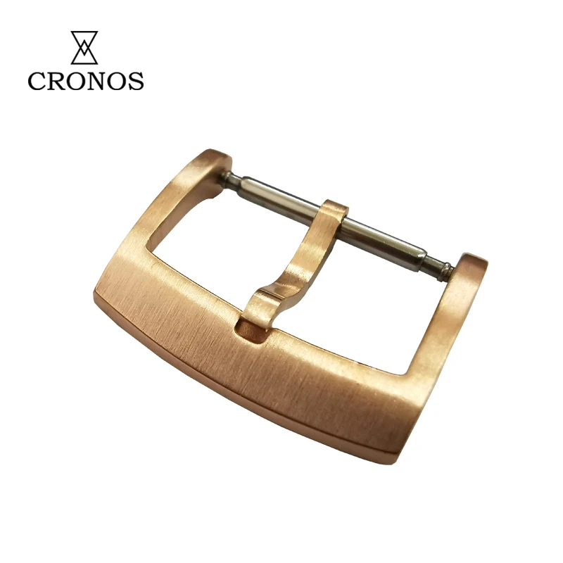 Cronos Solid Bronze CuSn Tongue Buckle Watch Parts Fully Brushed 18 20 22 mm 2.0 with Spring B