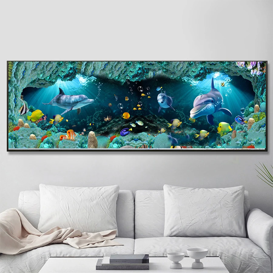 Full square round diamond painting Undersea marine animals diamond embroidery 5D diy rhinestone mosaic diamond inlaid I15