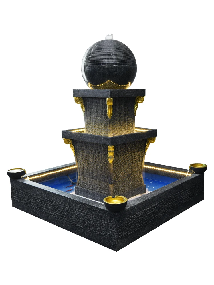 

European-style large floor fountain/water scene lucky crafts decoration/transfer ball decoration/hotel front desk fountain