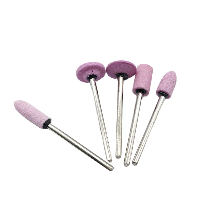 10Pcs Pink Dental Mounted Stone Grinders Gravel Burs 2.35mm For Metals Non-contamination Of Precious And Semi-precious Alloys