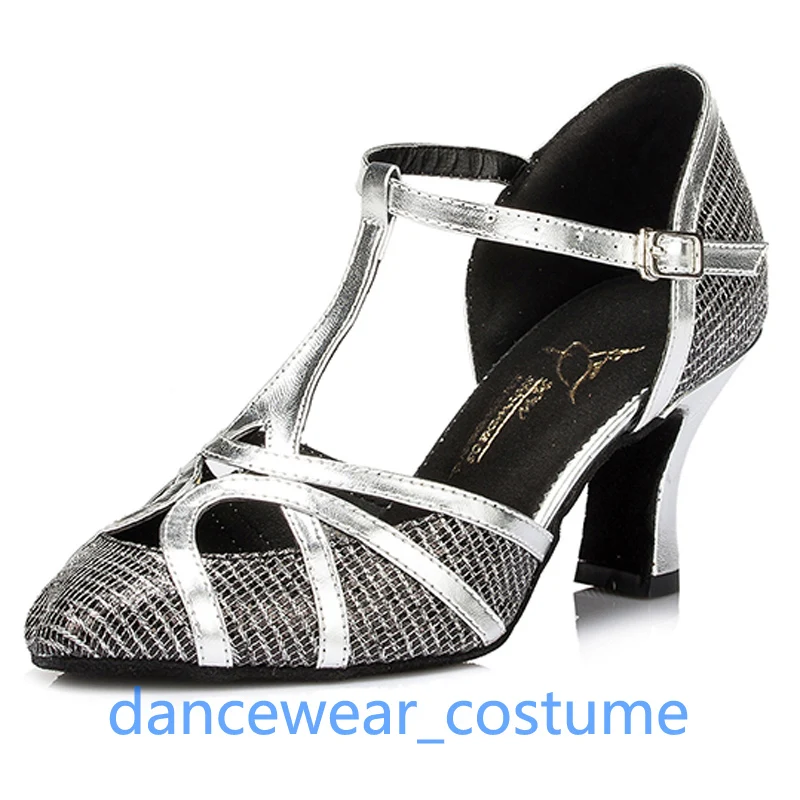 Women Professional Tango Ballroom Latin Dance Shoes Closed Toe Dancing Salsa Shoes For Ladies Girls High Heels Sandals US5-9 3CO