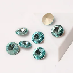 Crystal Round Rivoli Rhinestones, Top Glitter Aquamarine, Pointback Garment, Dress Gym Suit, Fancy Stones, CTPA3bI