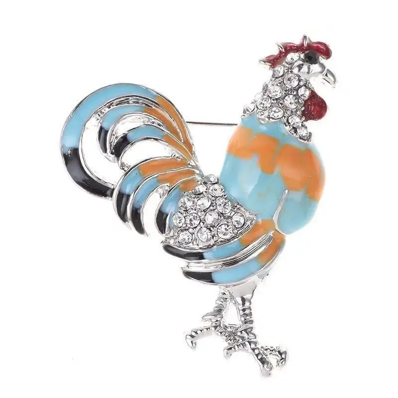 New diamond-studded big rooster badge brooch cute chicken brooch clothes accessories corsage jewelry female gifts