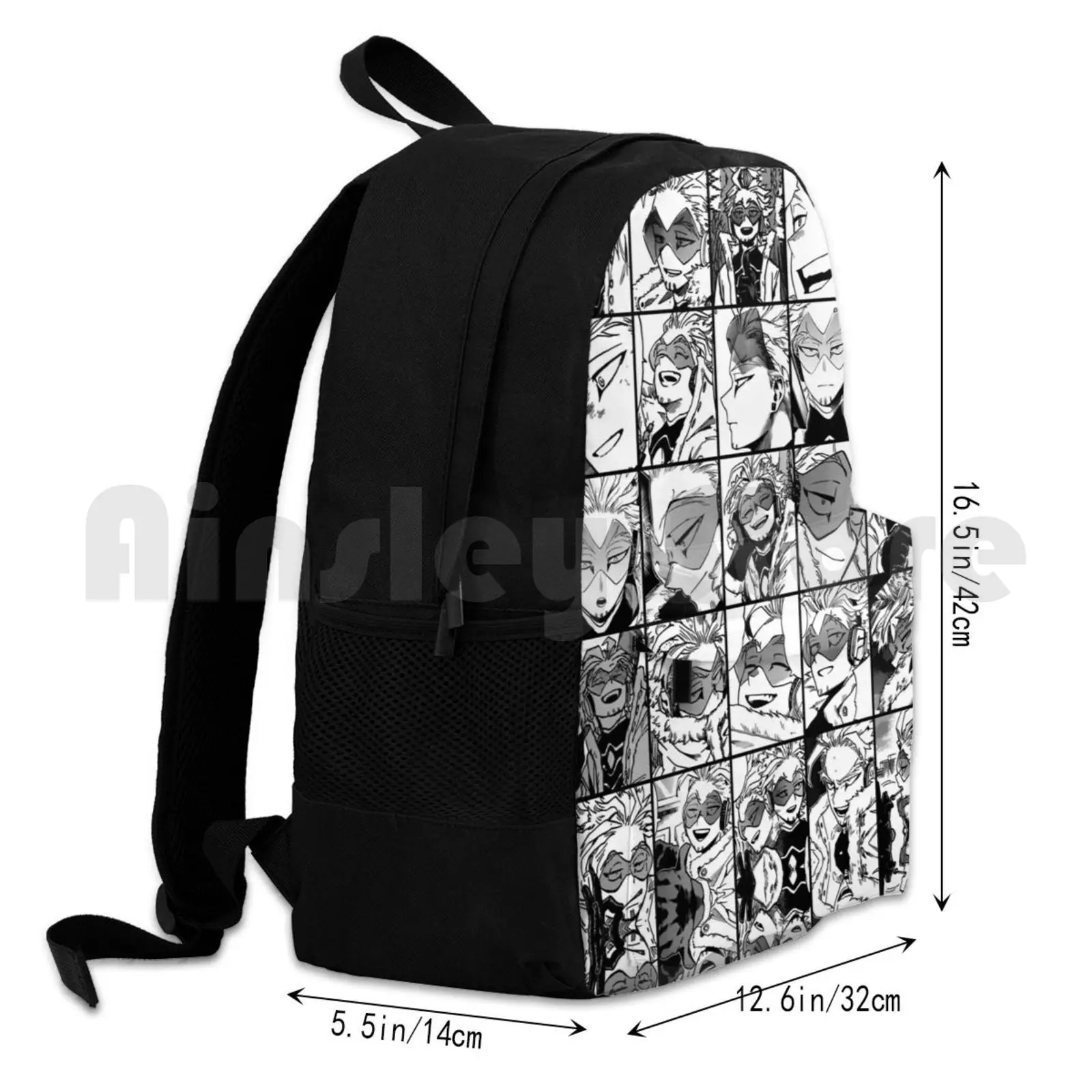 Hawks-Manga Black And White Version Outdoor Hiking Backpack Waterproof Camping Travel Hawks Endeavor All Might Aizawa Shigaraki