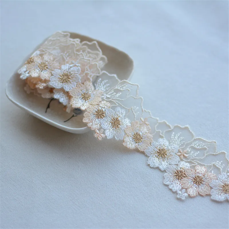 Lace Ribbon For Wedding Decor Dress Bag DIY Sewing Accessories Applique 3D Flower Embroidery Lace Fabric Crafts