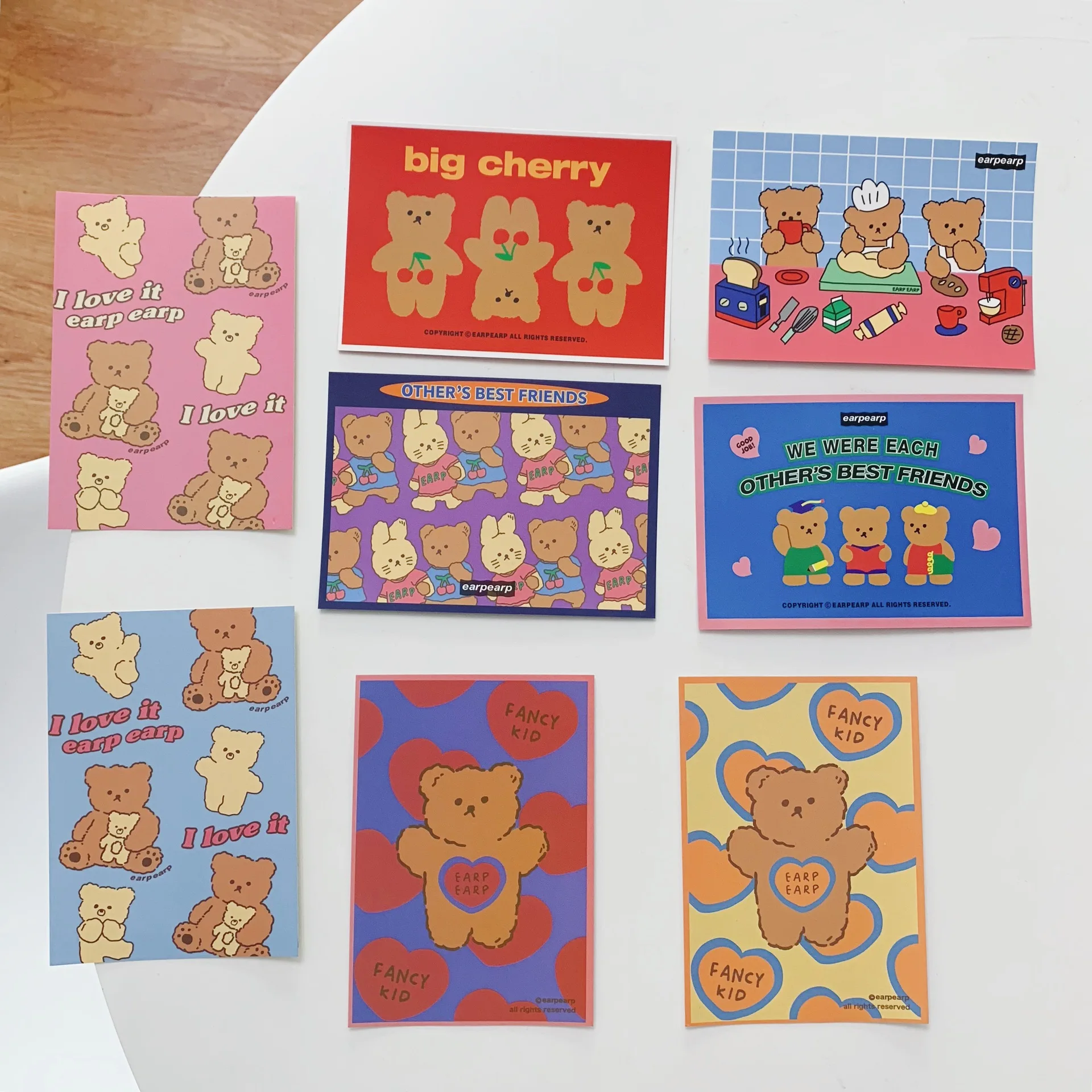 Ins Cartoon Bear Cute Postcard Greeting Card Multi-function Double Sided Thank You Blessing Card Room Wall Decorative Sticker