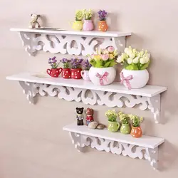 1 Pc Hollow Carved Wooden Shelve Wall Hanging Rack Shelf White Home Organizer Decorative Shelves Storage Holder Rack Home Decor