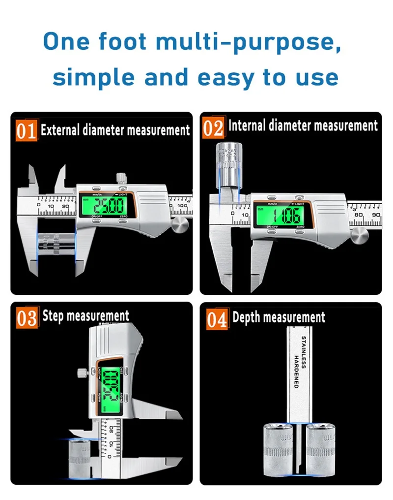 150mm digital electronic caliper stainless steel metal industrial calipers measuring precision professional tool with backlight