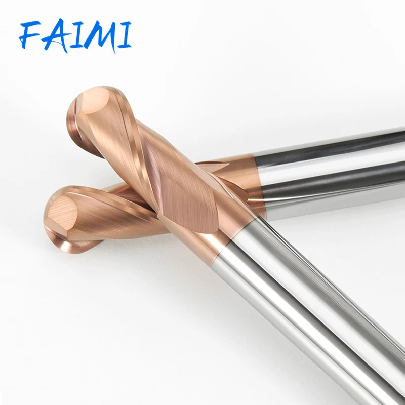 Milling Cutter Tungsten Steel 2 Flutes Ball Nose  Alloy TiSiN Coating Hrc55 Cnc Metal Tools Milling Cutter Machine End Mills