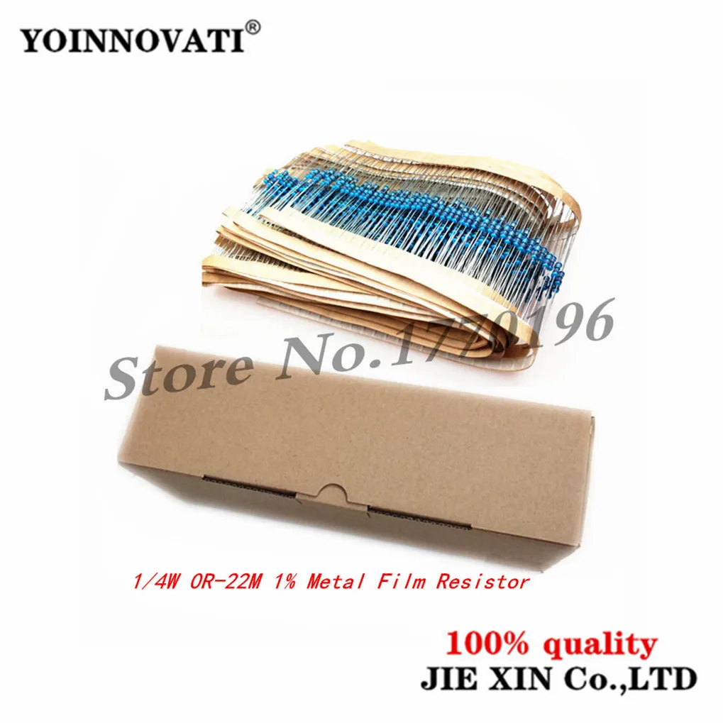 

5000pcs 1/4W 0R-22M 1% Metal Film Resistor 0.25W 0 2.2 10 100 120 150 220 270 330 470 1K 2.2K 4.7K 10K 100K 470K 1M 10M 20M ohms