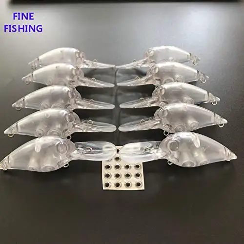10pcs Unpainted Crank Bait Fishing Lure Body 3Inch 3/10OZ Blank Lures 8007
