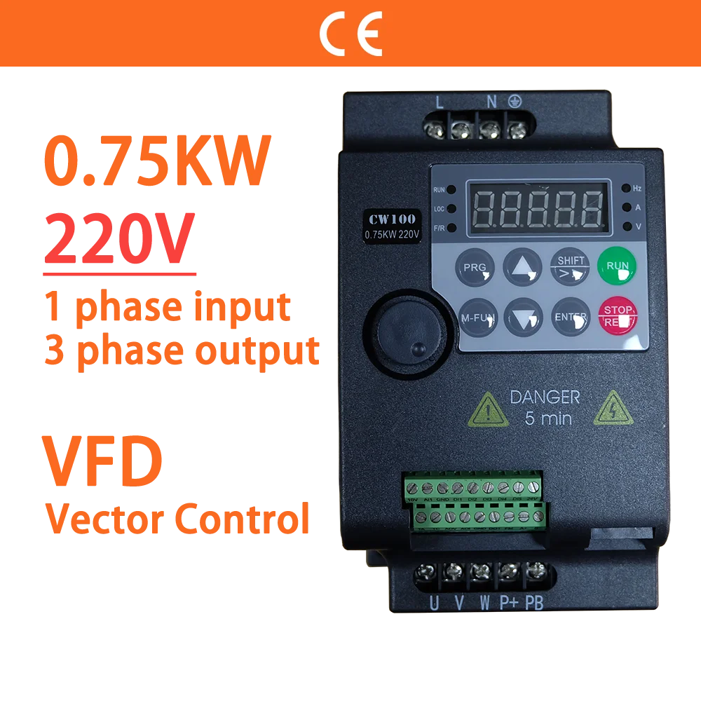 0.75KW 220V Motor Speed Control Inverter 1 Ph Input 3Ph Output 1HP VFD Variable Frequency Drive Converter CTRL-DRIVE Store CW100