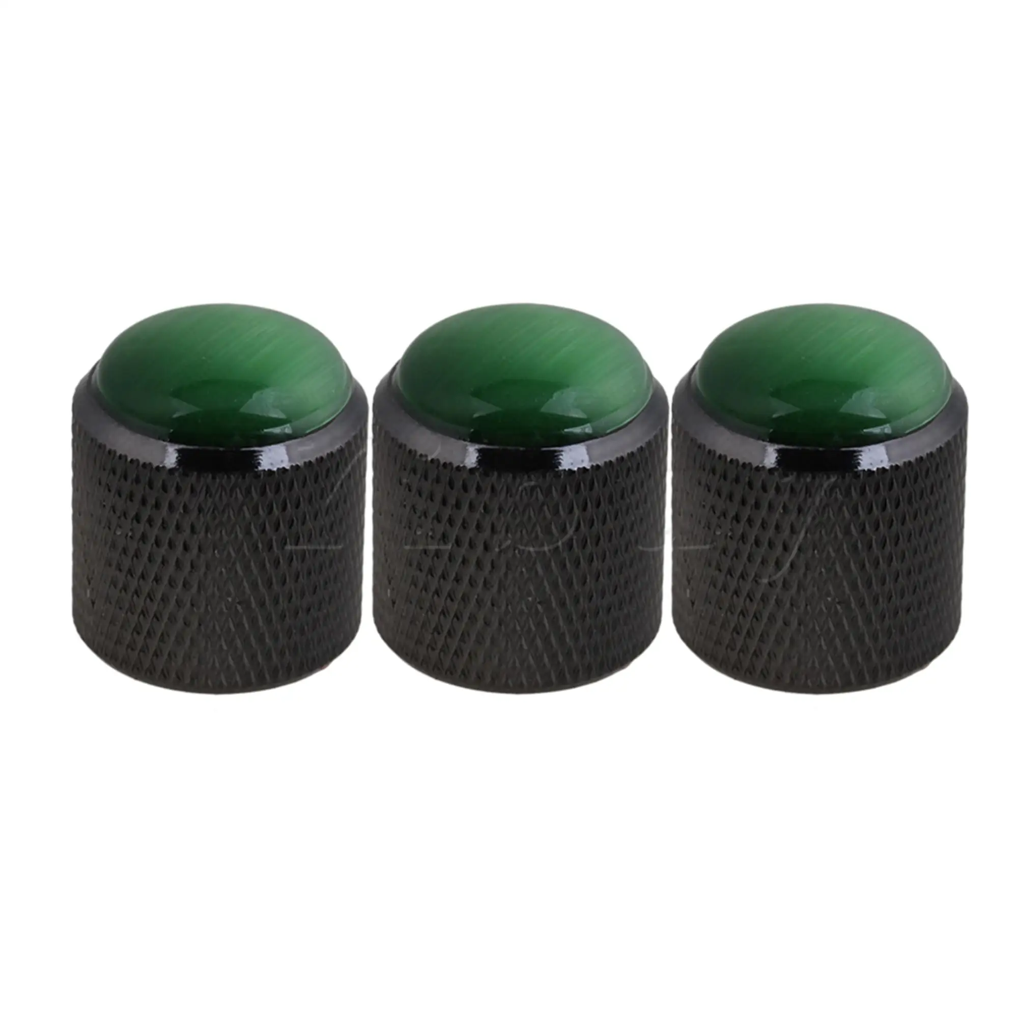 

Yibuy Alloy Electric Bass Volume Tone Control Knob Black + Green Glass Top Pack of 3