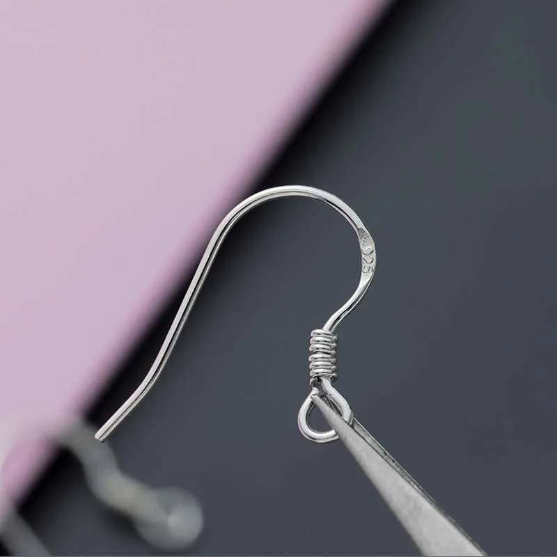 Genuine Real Solid 925 sterling Silver Ear Clasps Hooks Fittings Flat Wire Hook For Making Earrings Jewelry Findings