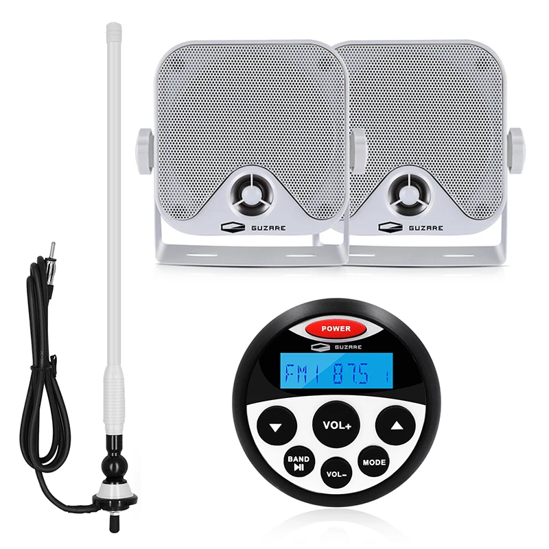 

Marine Stereo Bluetooth Boat Radio Audio Receiver MP3 Player+4" Marine Waterproof Speaker For ATV Yacht Motorcycle+AM FM Antenna