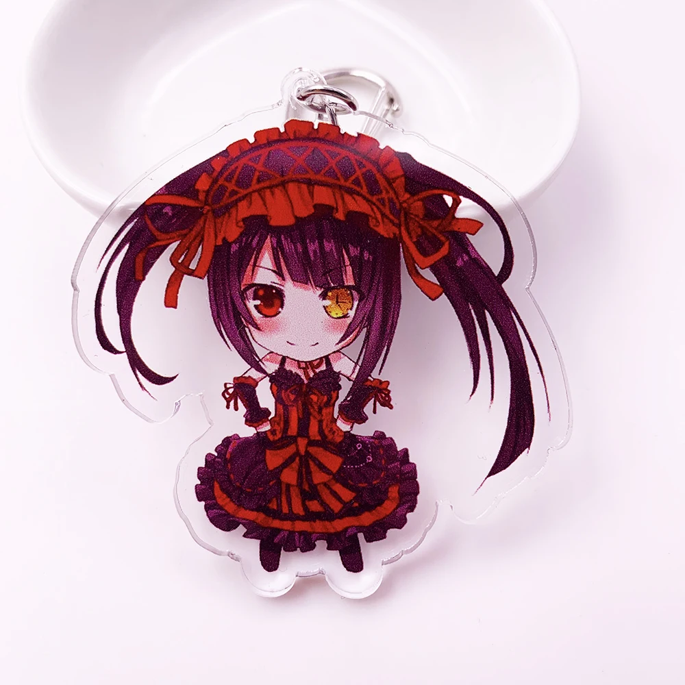 Anime Date A Live Yoshino Cosplay Acrylic Cute Cartoon Keychain Yatogami Kurumi Bag Pendant llaveros Chaveiro portachiavi K0138
