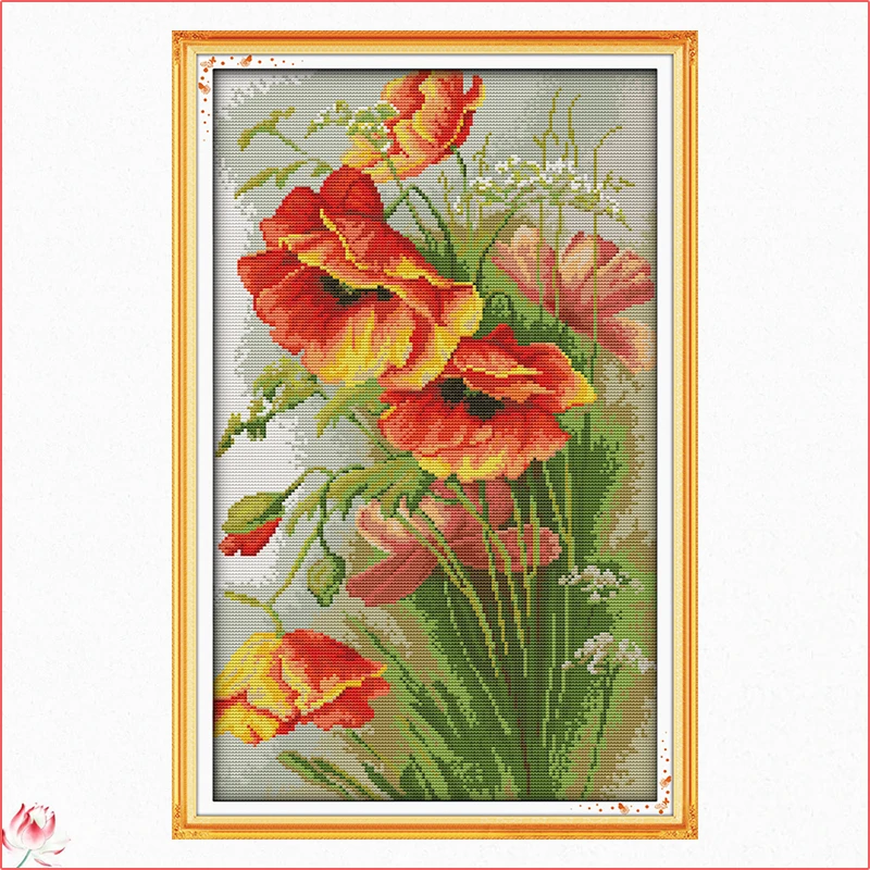 Joy Sunday Beautiful Poppy 14CT 11CT Counted And Stamped Home Decor Needlework Needlepoint Cross Stitch Kits The Gift Of Love