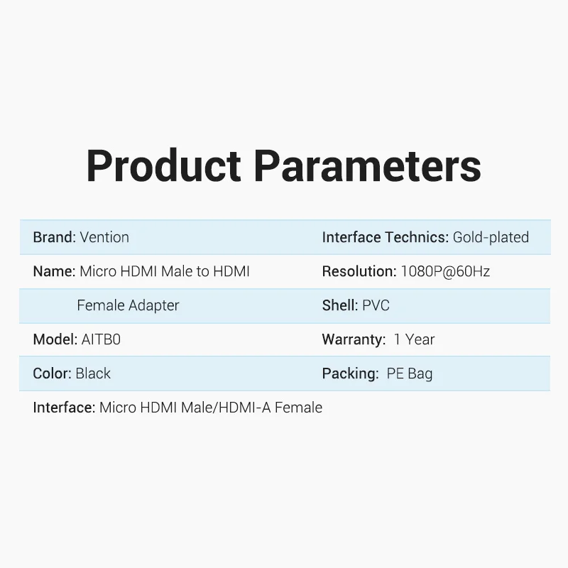 Vention Micro HDMI Adapter 1080P Micro HDMI Male to HDMI Female Converter Type D to A HDMI Adapter for PS4 Camera HDTV Mini HDMI
