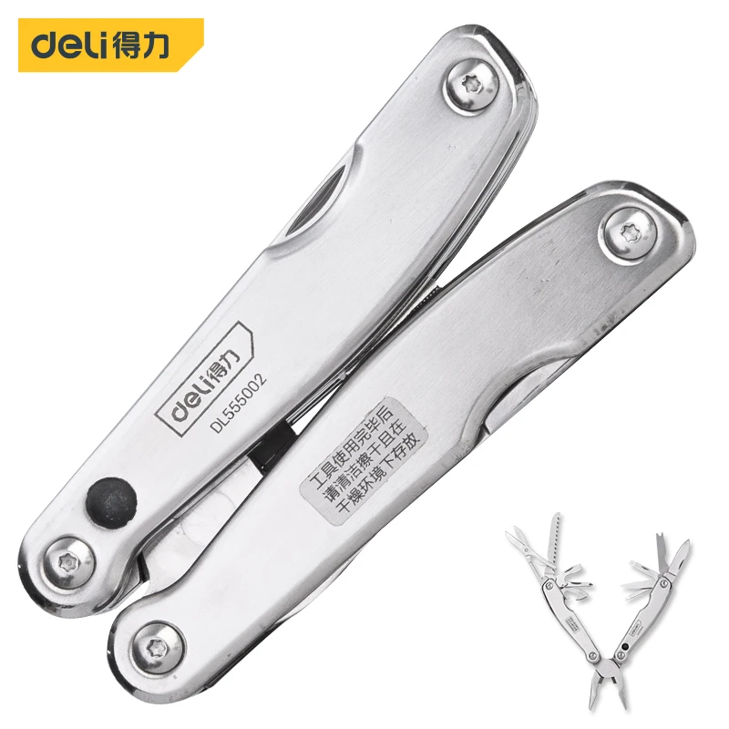 

deli 16 In 1 Outdoor Camping Tool Multitool Tactical Pliers Versatile Repair Folding Screwdriver Military Stainless Steel Knife