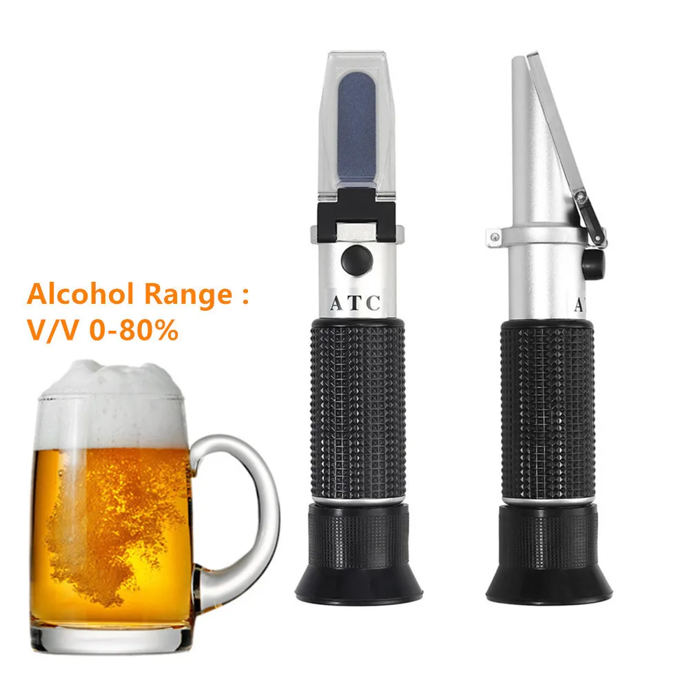 Handheld Alcohol Refractometer Meter Beer Liquor Range 0-80% for Spirit  Home Brewer Analyzer