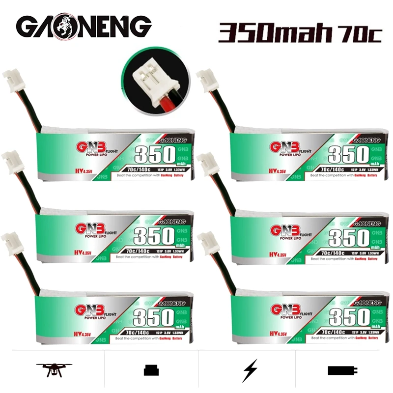 1-10Pcs GNB 1S 350mAh 3.8V 70C/140C 4.35V HV Lipo Battery PH2.0 Plug for BetaFPV 65S UK65 Blade Inductrix UR65 Tiny Whoop Drone