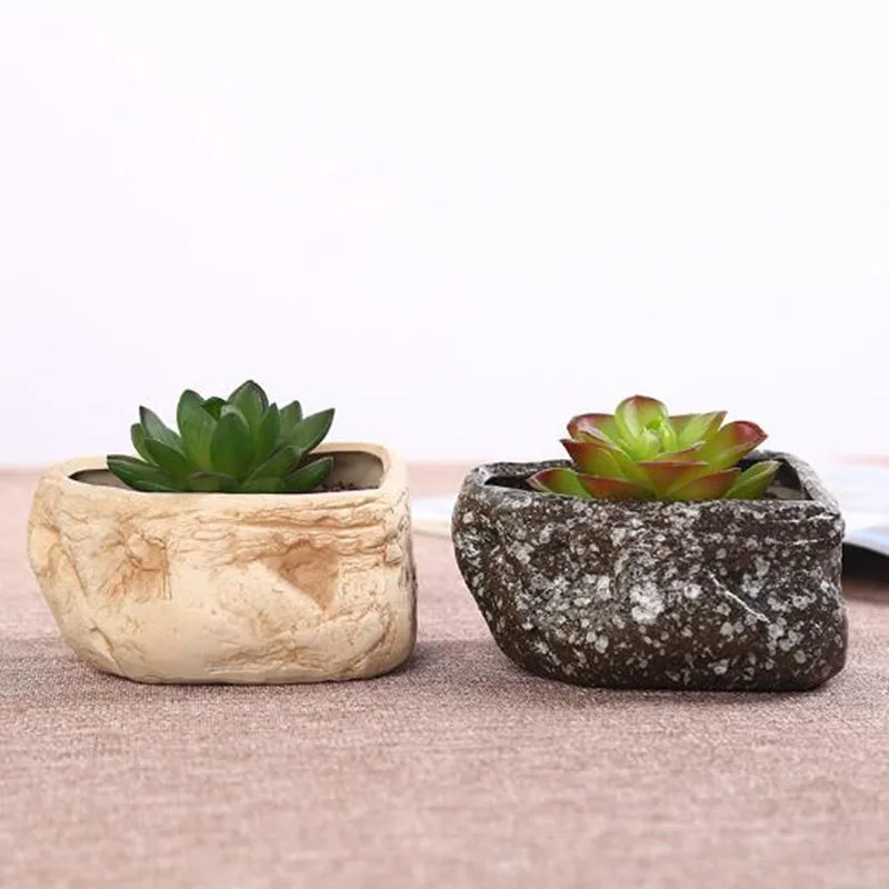 Creative Ceramic Stone Shape Flowerpot Home Garden Bonsai Cactus Planter Pots Succulent Plant Flower Pot Balcony Decoration
